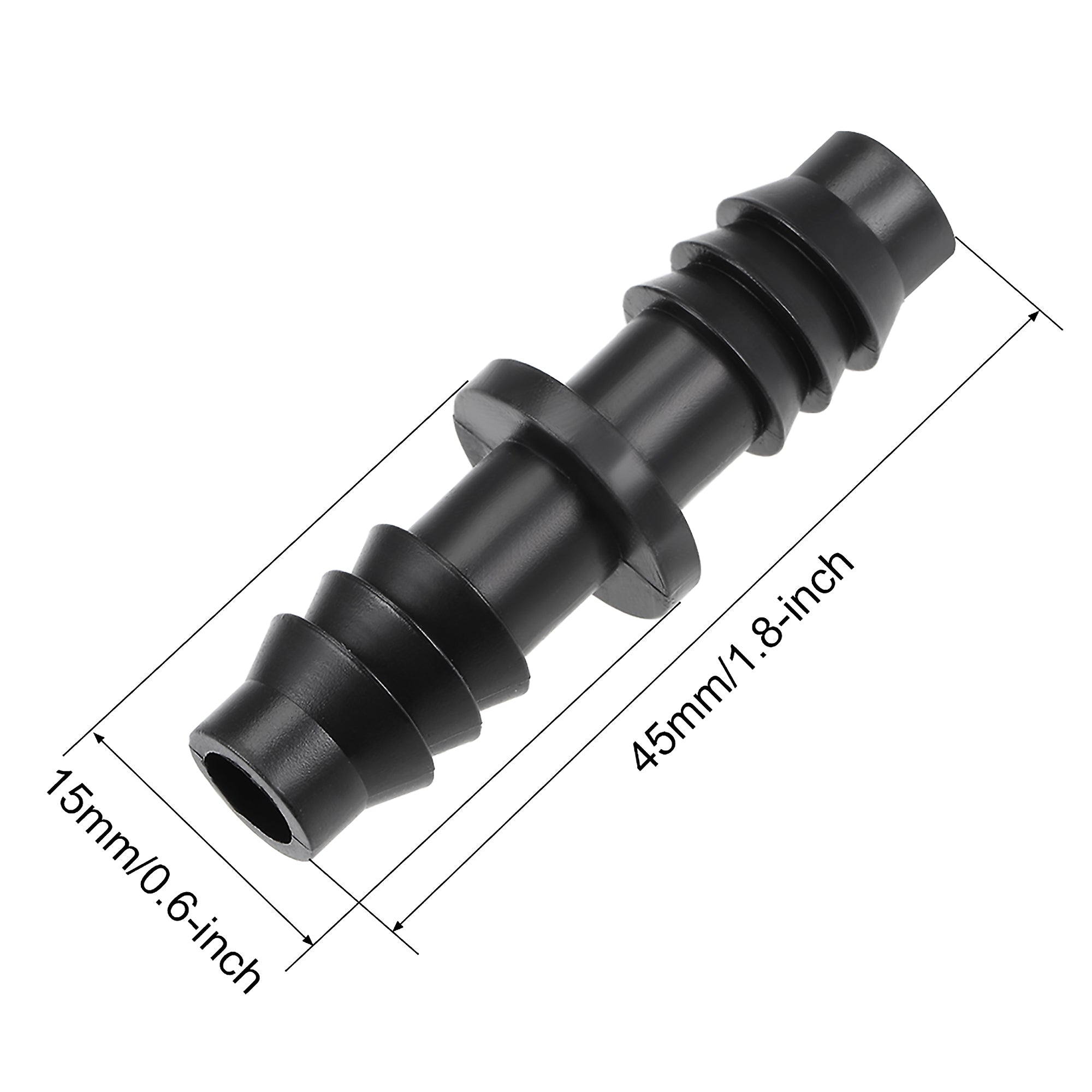 Barb Drip Pipe Connector 8mm Inner Diameter Hose Fitting Straight for Garden Irrigation System， Plastic 20pcs