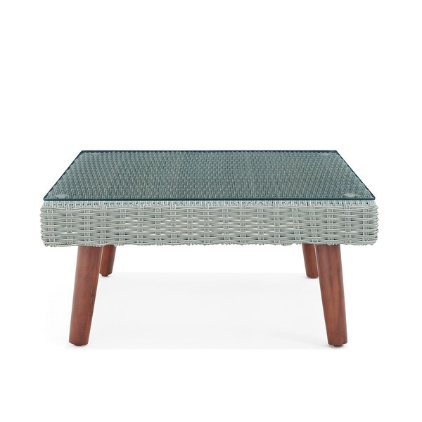 Bayden Grey Allweather Wicker Square Coffee Table with Glass Top by Havenside Home