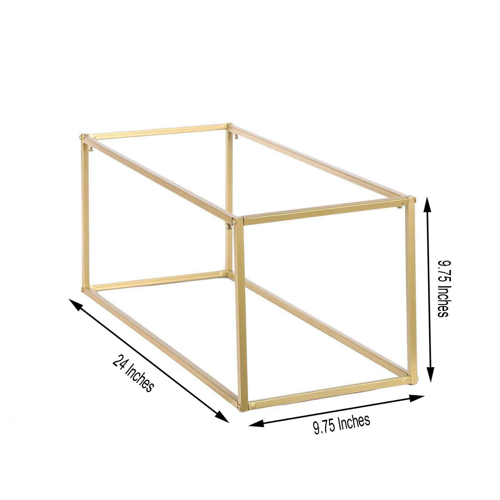 2 Pack Rectangular Gold Metal Wedding Flower Stand, Geometric Column Frame Centerpiece 24