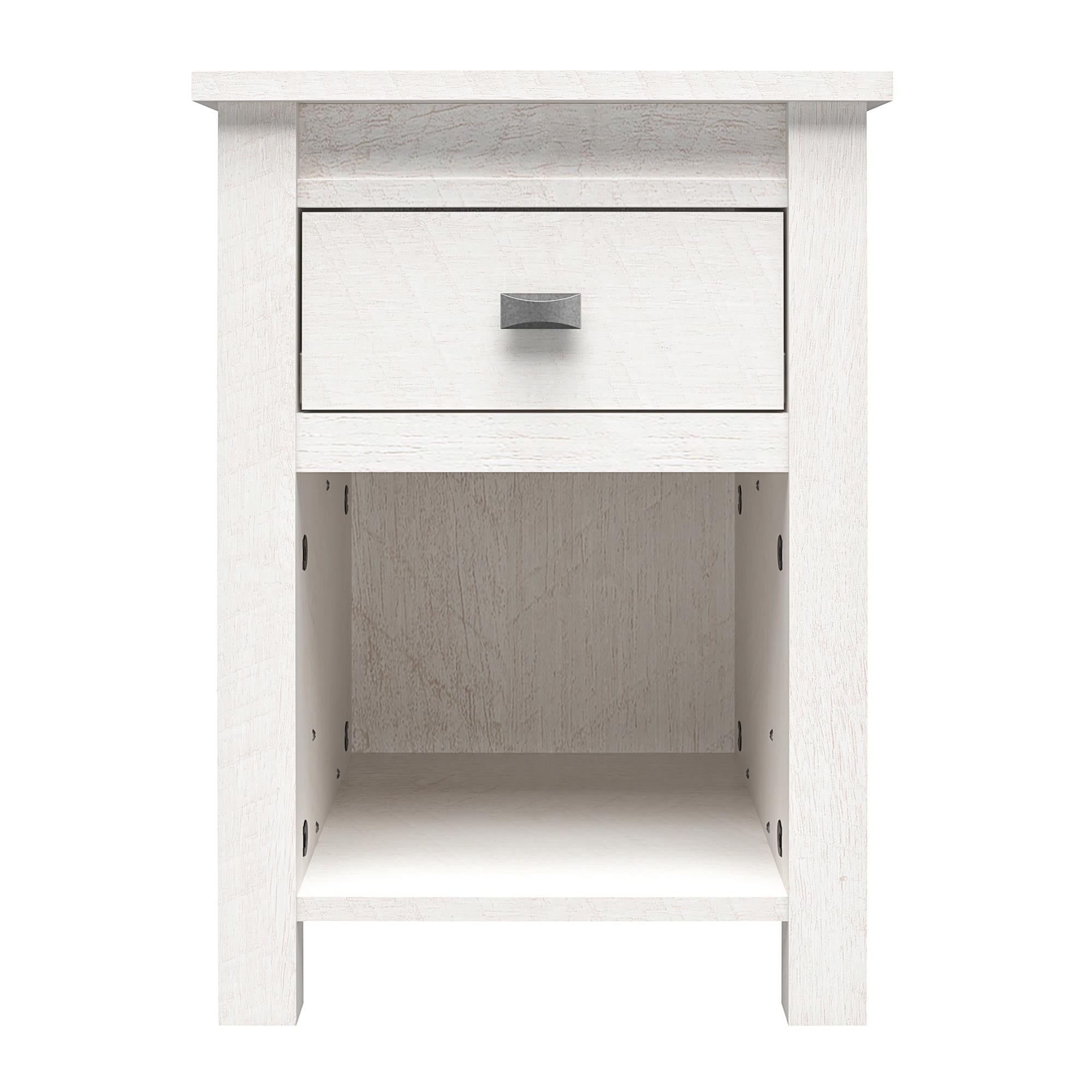 Woven Paths Scandi Farmhouse Nightstand, Ivory Oak