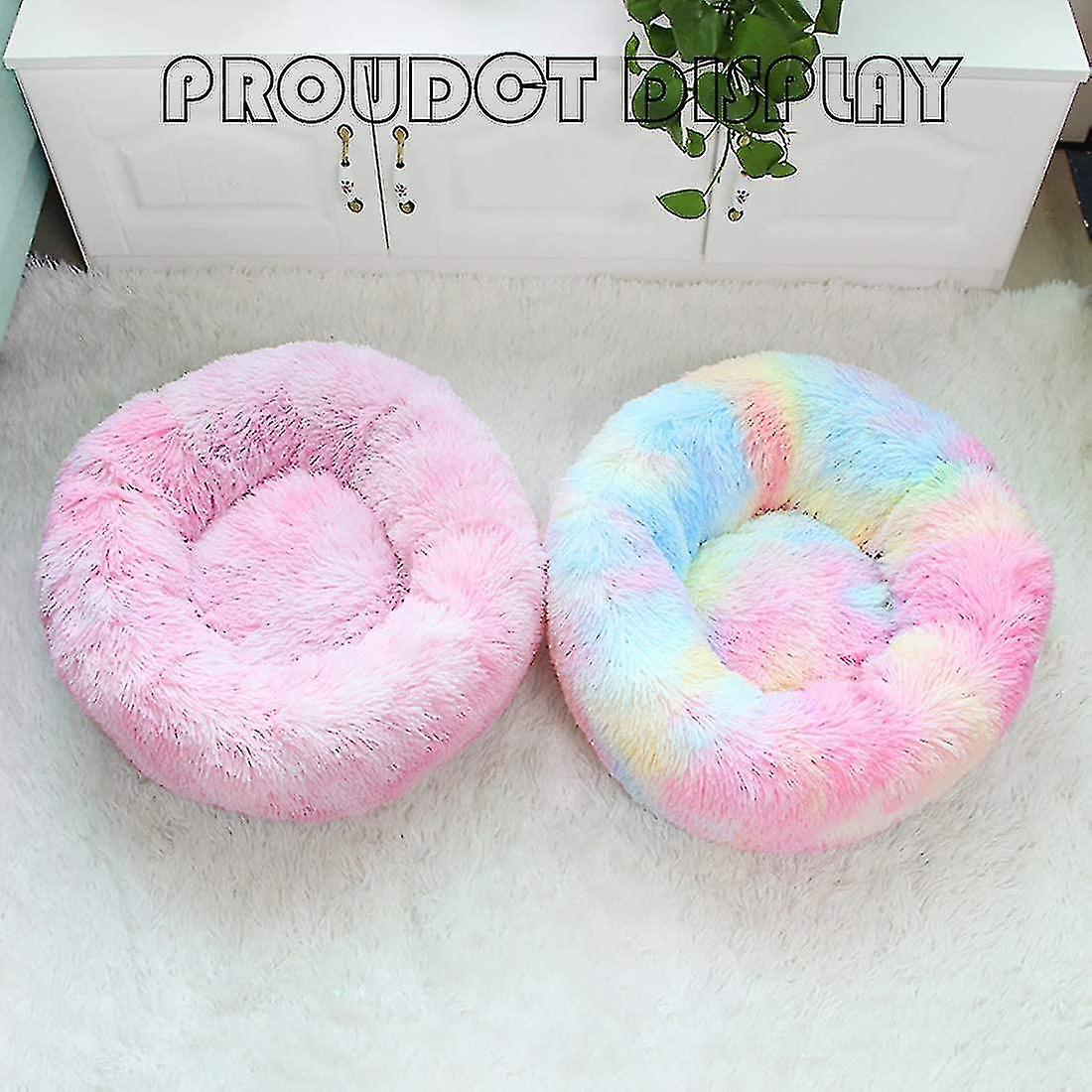 Dog Bed Round Plush Cat Bed， Soft Washable Puppy Bed， Pet Bed 60cm