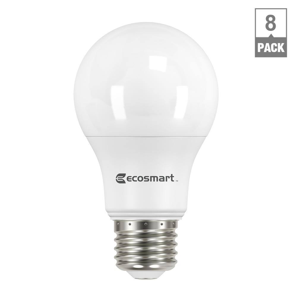 EcoSmart 60-Watt Equivalent A19 Dimmable Energy Star LED Light Bulb in Bright White (8-Pack) B7A19A60WESD02