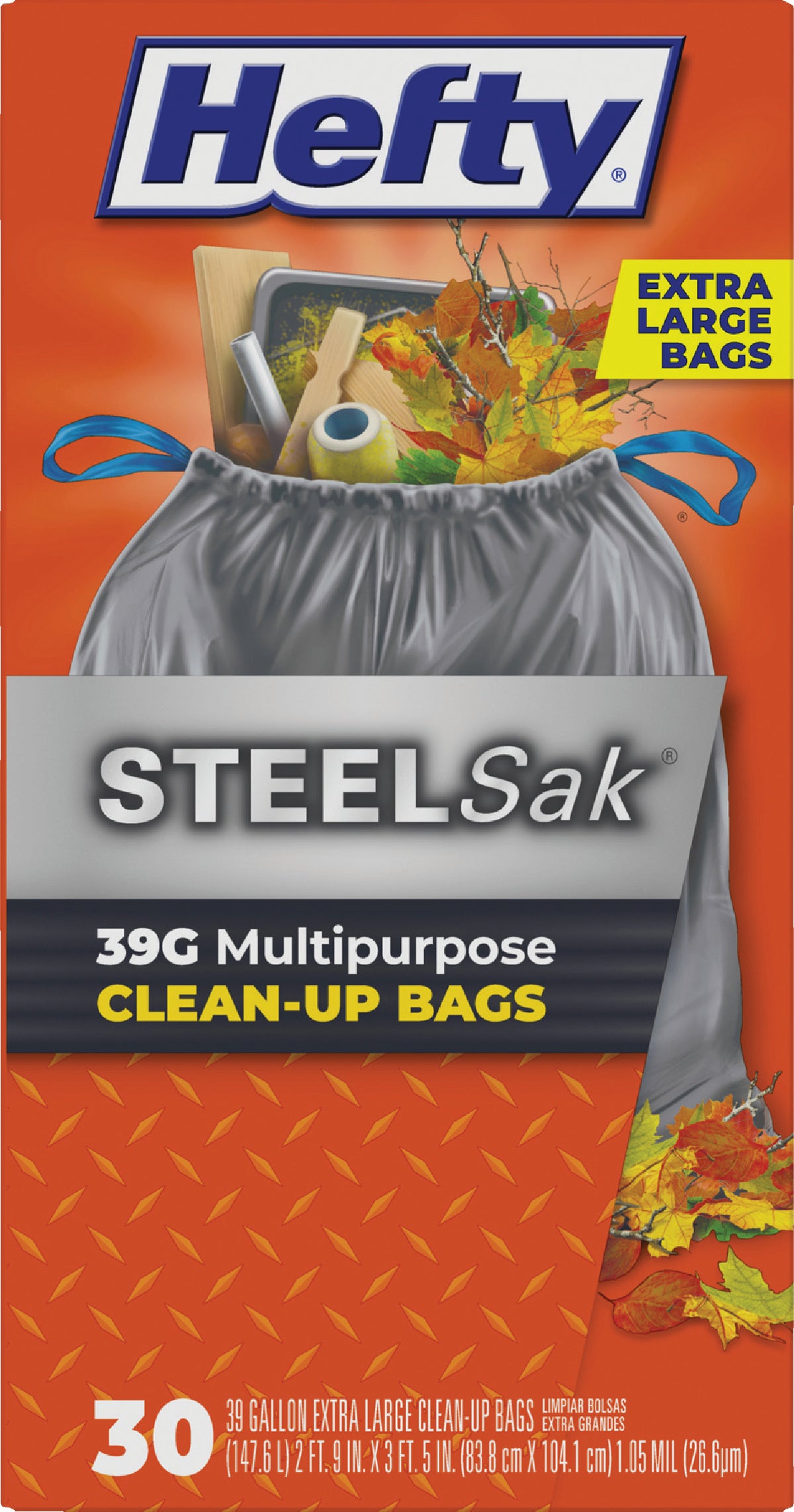 Hefty Steel Sak Trash Bag 39 Gal. Black