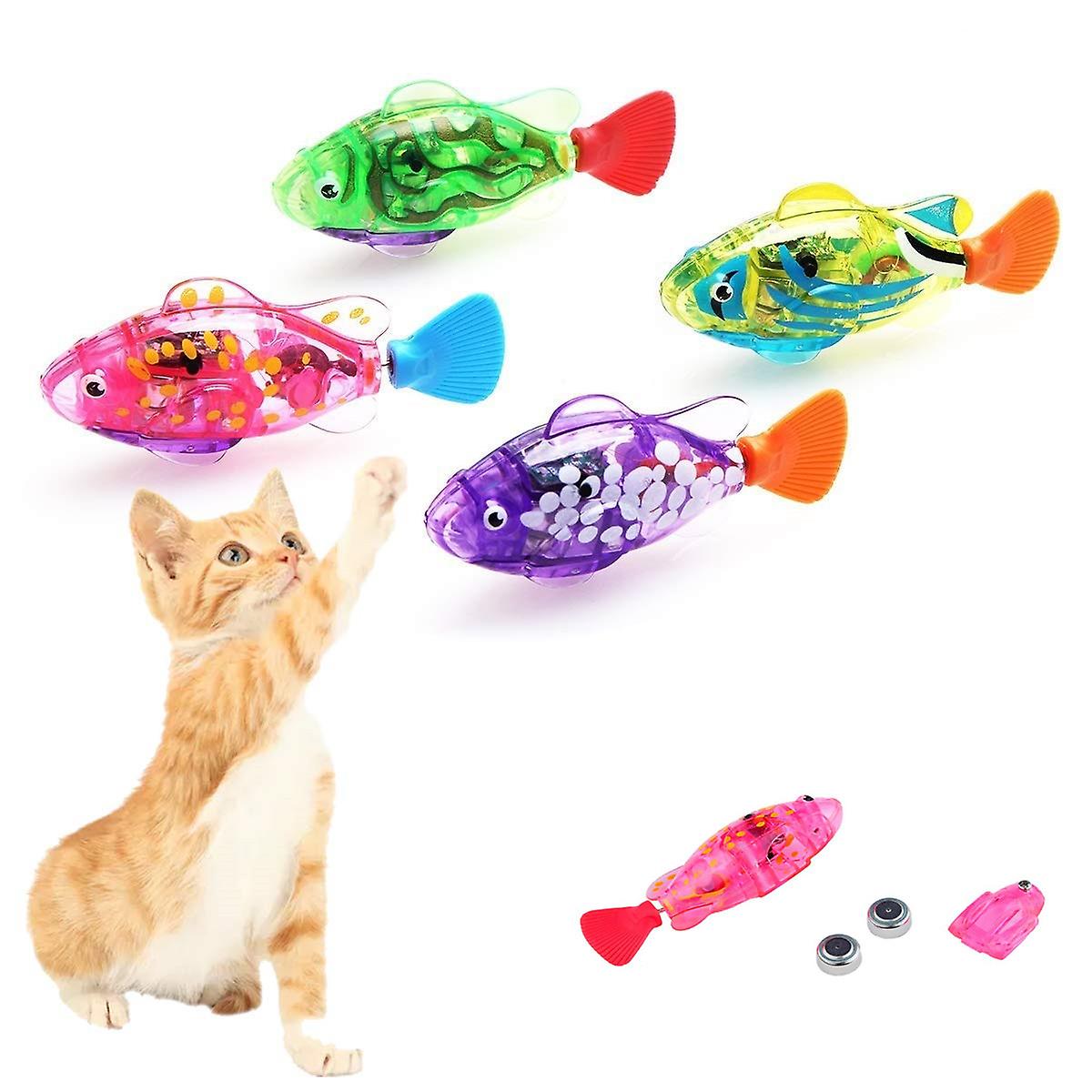 4pcs Cat Interactive Electric Fish Toy Water Cat Toy For Indoor Play Swimming Fish Toy For Cat And Dog With Led Light  Pet Toys