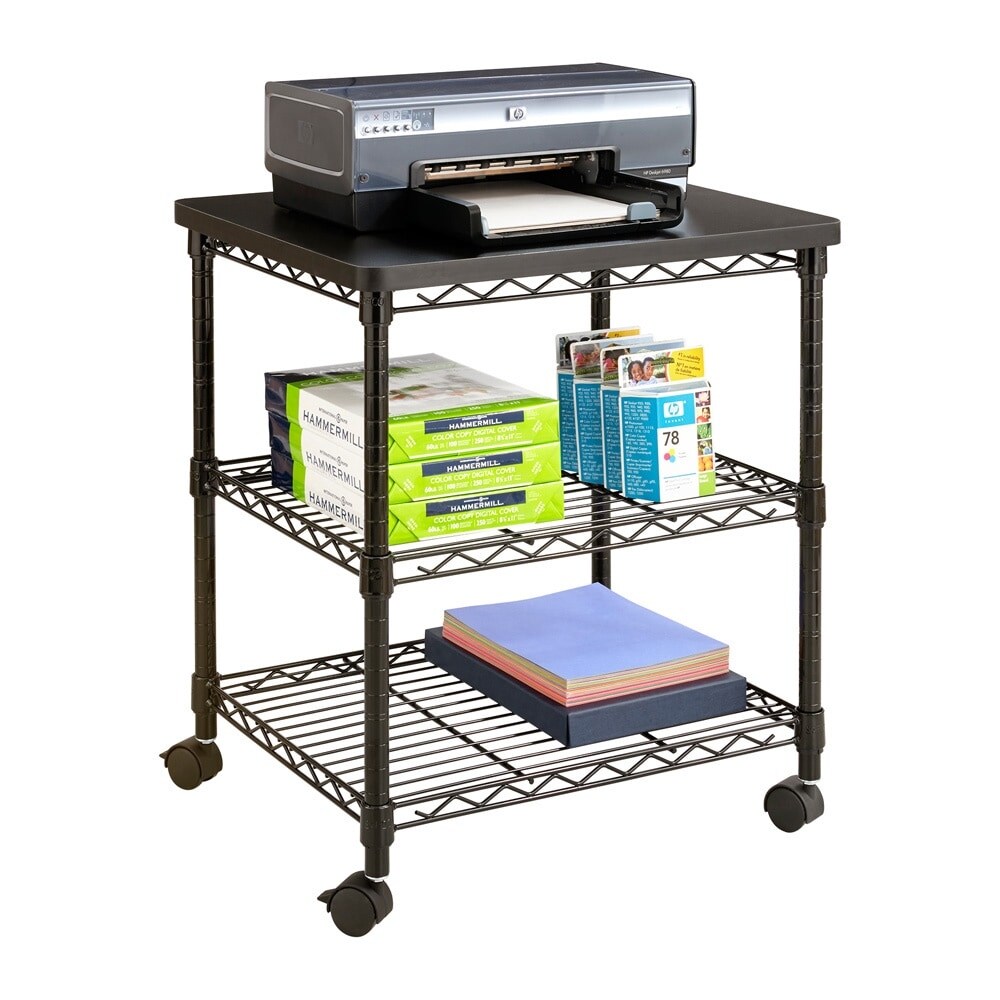 Mobile Printer Stand and Desk Storage Shelf for Home Office