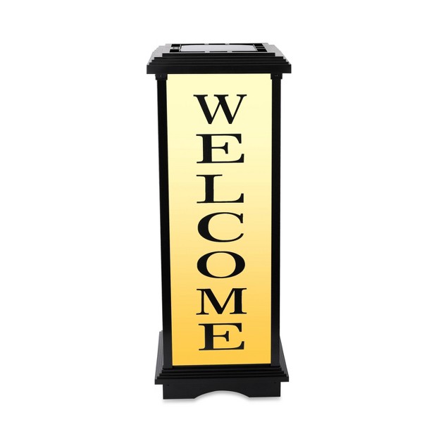 Welcome Home Medium Decorative Outdoor Lantern Off white yellow