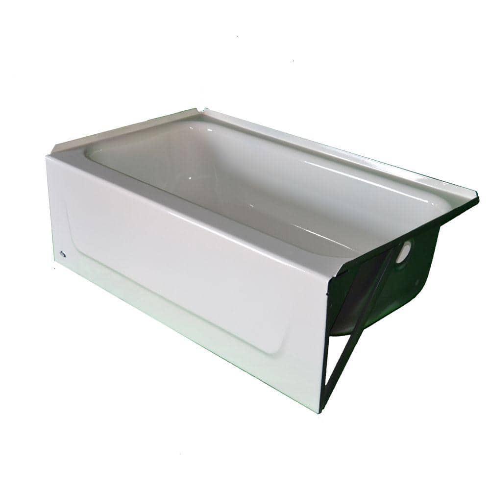 Bootz Industries Honolulu 46 in x 27 in Right Drain Rectangular Alcove Soaking Bathtub in White