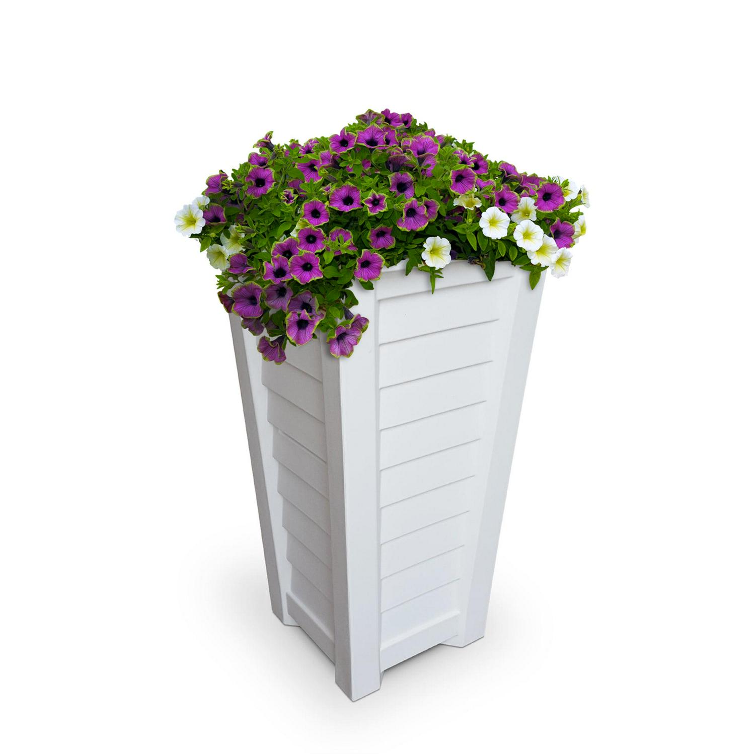 Lakeland Tall Planter  White