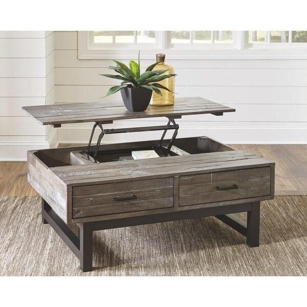 Mondoro Contemporary Lift Top Cocktail Table Grayish Brown