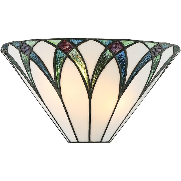 Fixture White Blue Stained Art Glass Shade For Bedroom Bathroom Hallway