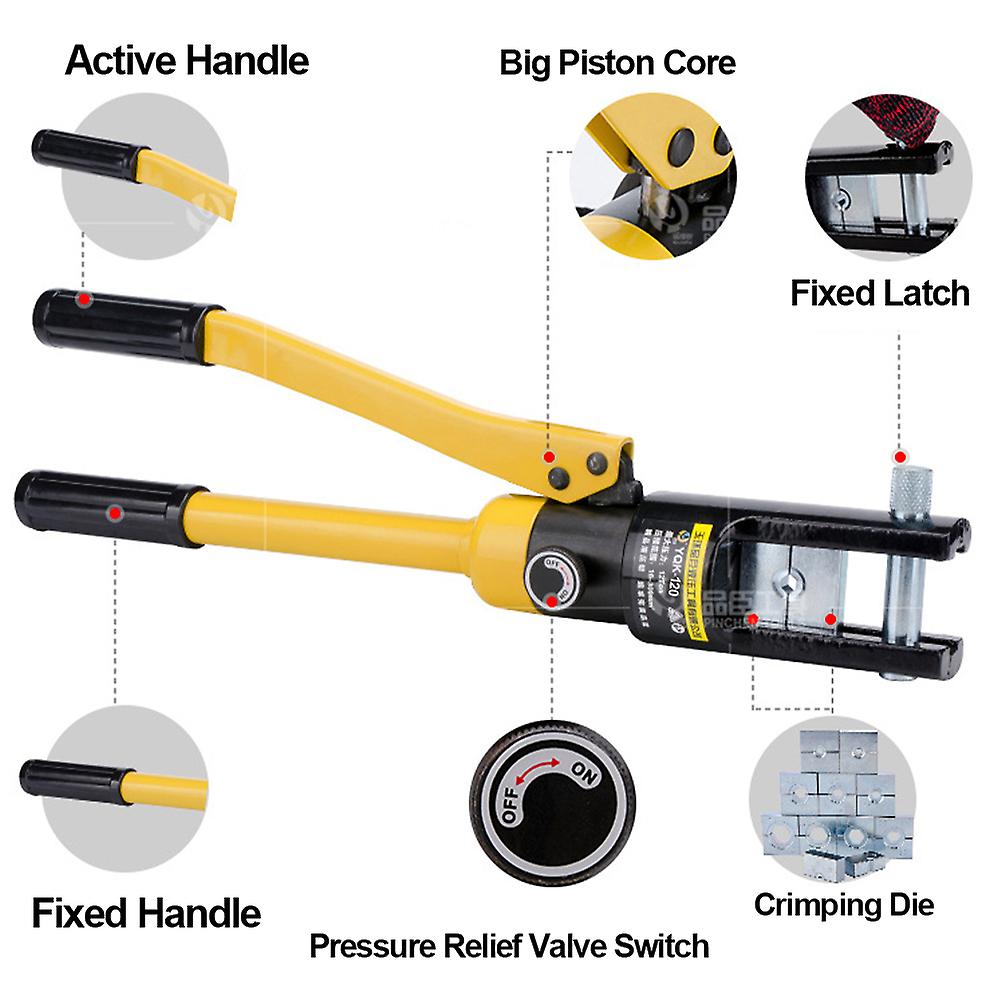 10120mm Hydraulic Crimping Tool Yqk-120 Pressure 5-10t Household Hydraulic Pliers Diy Cable Terminal Crimping Pliers