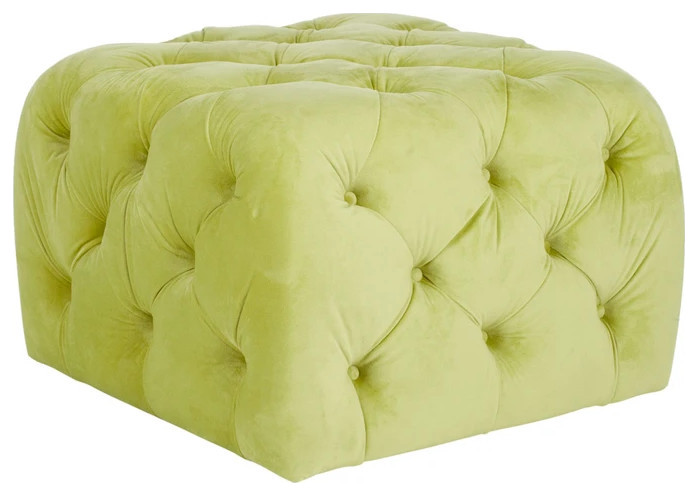 Virgil Tufted Ottoman Granny Smith Apple Green   Contemporary   Footstools And Ottomans   by AED Luxury Home Decor  Houzz