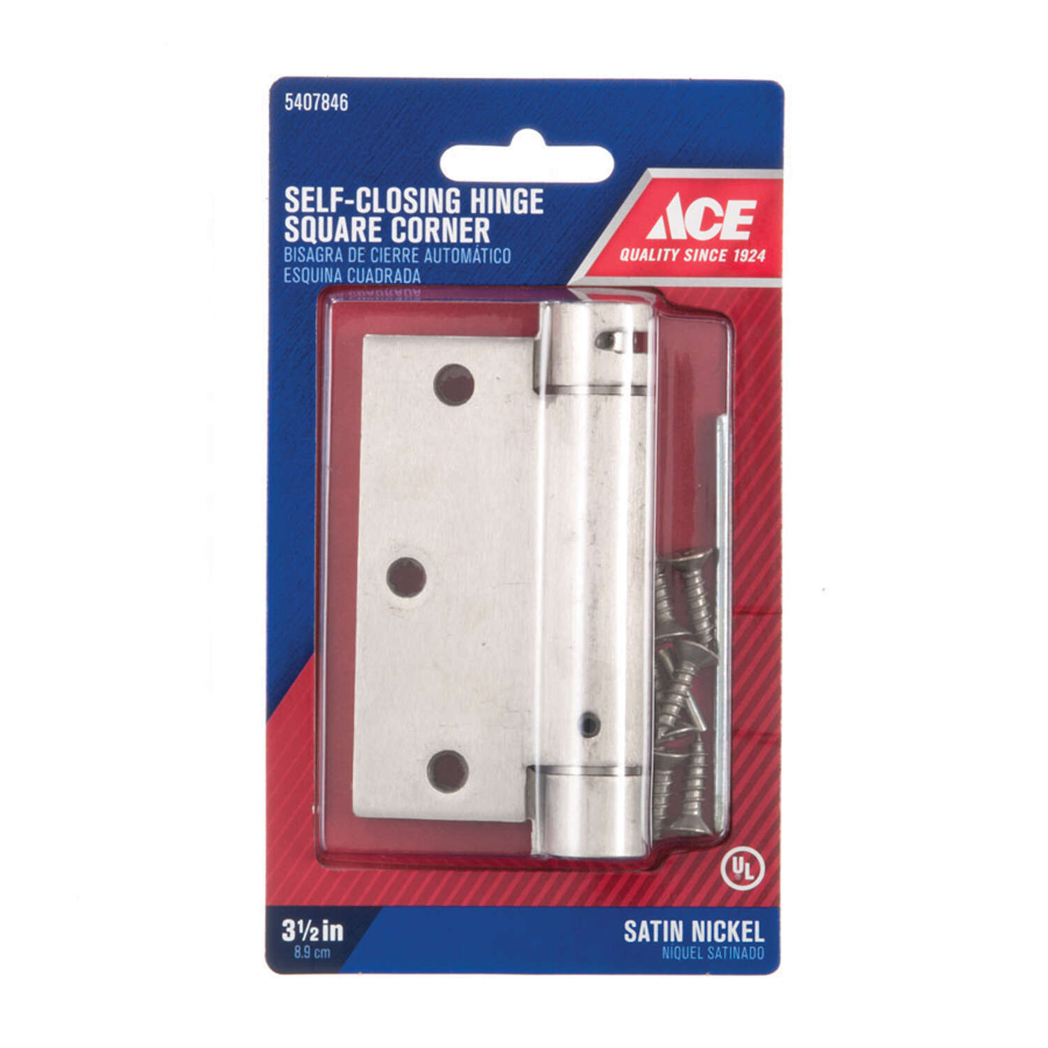 Ace 3.5 in. L Satin Nickel Self Closing Hinge 1 pk