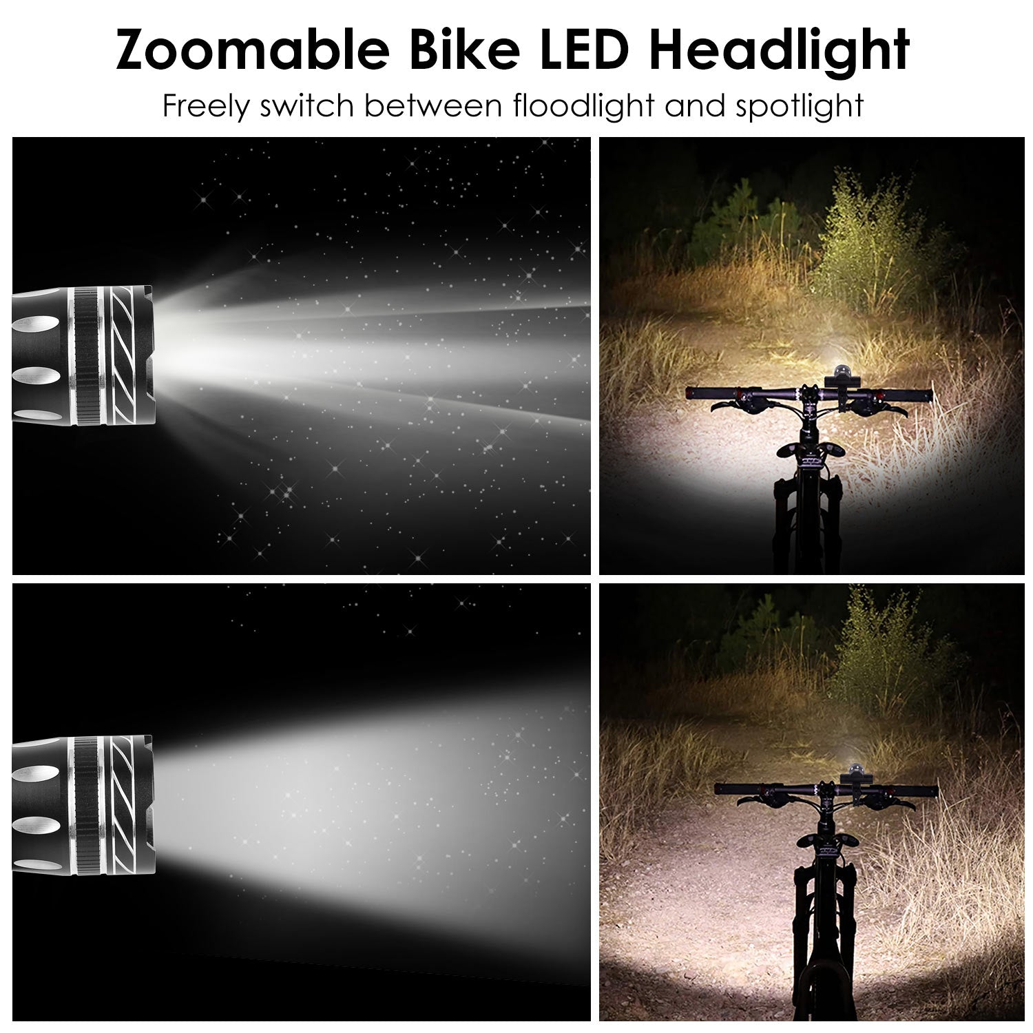 Bike Headlight， iMounTEK USB Rechargeable LED Front Light IPX6 Waterproof Bicycle Headlight， Black