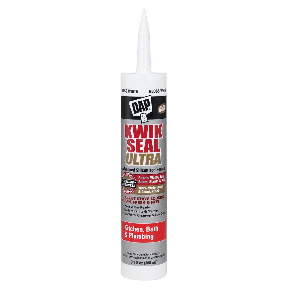 DAP Kwik Seal Ultra 10.1 oz. White Advanced Siliconized Kitchen and Bath Caulk 18897