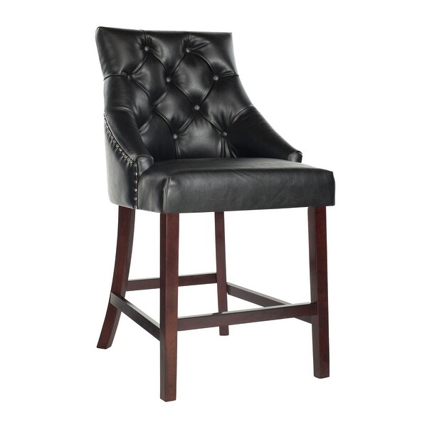 SAFAVIEH 26- Inch Eleni Black/ Espresso Tufted Counter Stool (Set of 2) - 22.5