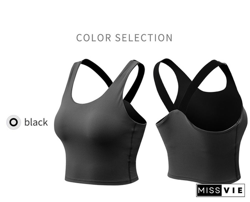 Yoga Fitness Women Tank Tops Padded Sports Bra Solid Breathable Sexy Crop Top Gym Workout Casual Outdoor T-Shirt Tight Clothes