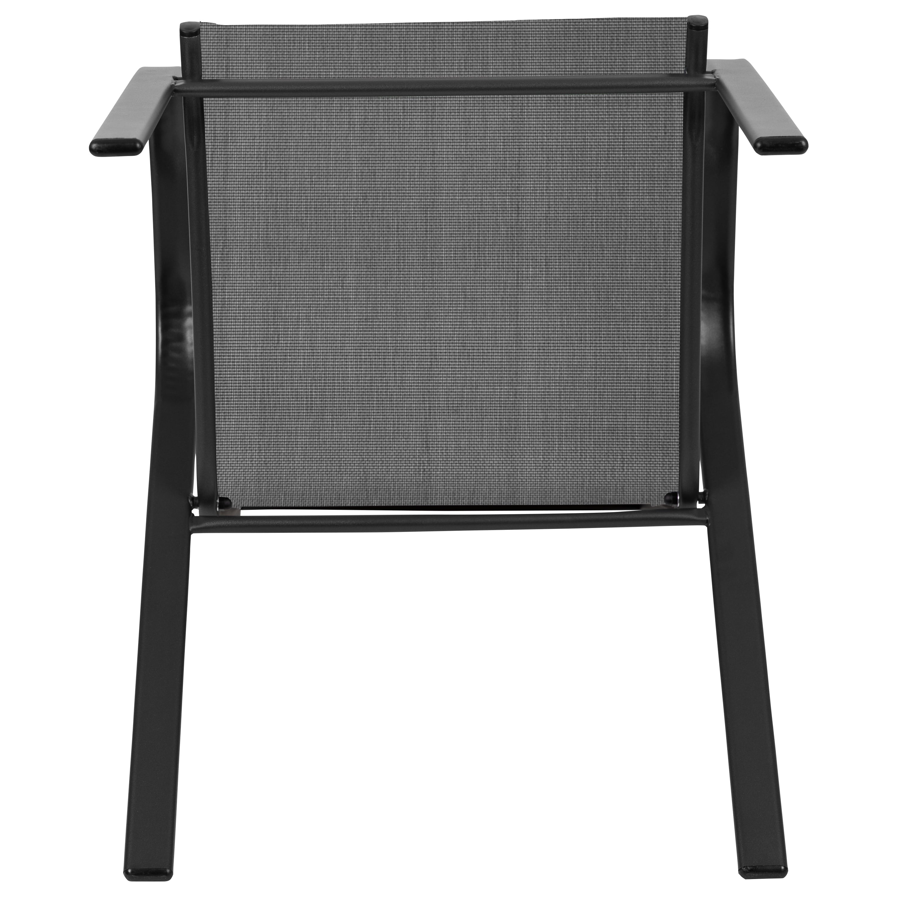 Flash Furniture 4 Pack Brazos Series Black Outdoor Stack Chair with Flex Comfort Material and Metal Frame