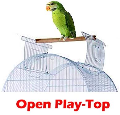 Large 64-Inch Rolling Standing Dome Open Top Bird Perch Cage for Parrots Cockatiels Sun Conures Parakeets Lovebirds Budgies Finches Canary Pet Bird Cage With Storage Shelve