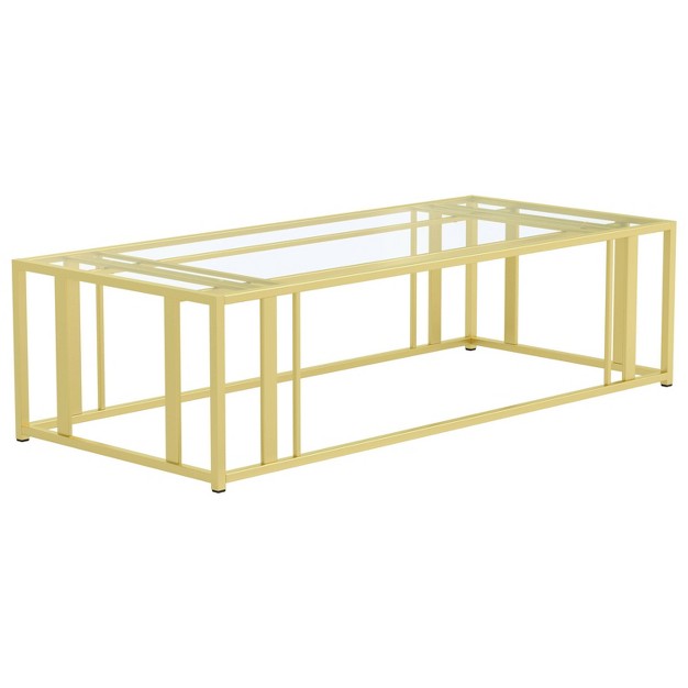 Adri Rectangular Coffee Table With Glass Top Matte Brass Coaster