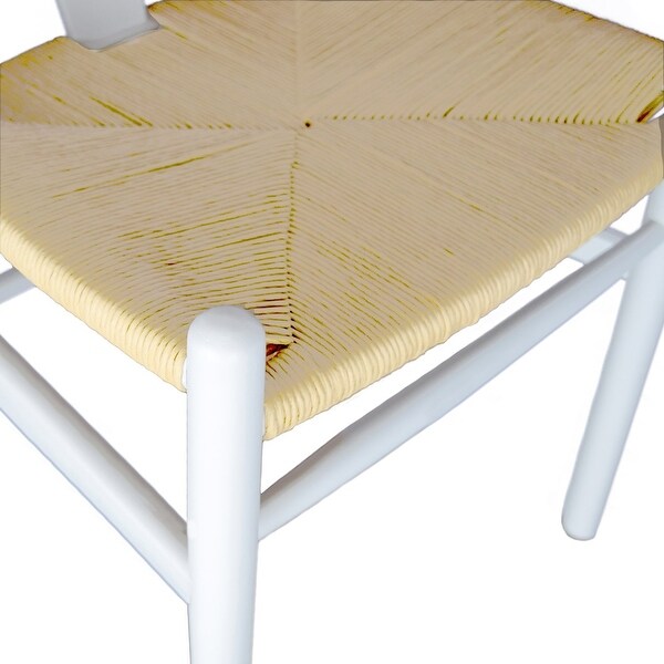 White Modern Wood Dining Chair With Back Y Arms Armchair Hemp Seat For Home Restaurant Office Desk Task Work