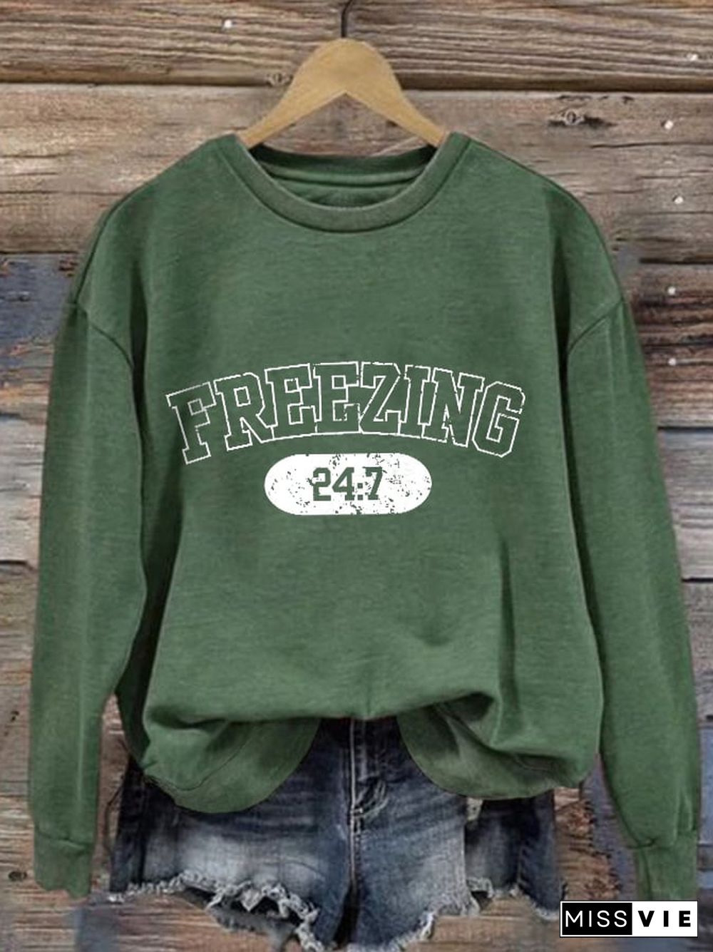 Freezing 24 7 Print Sweatshirt