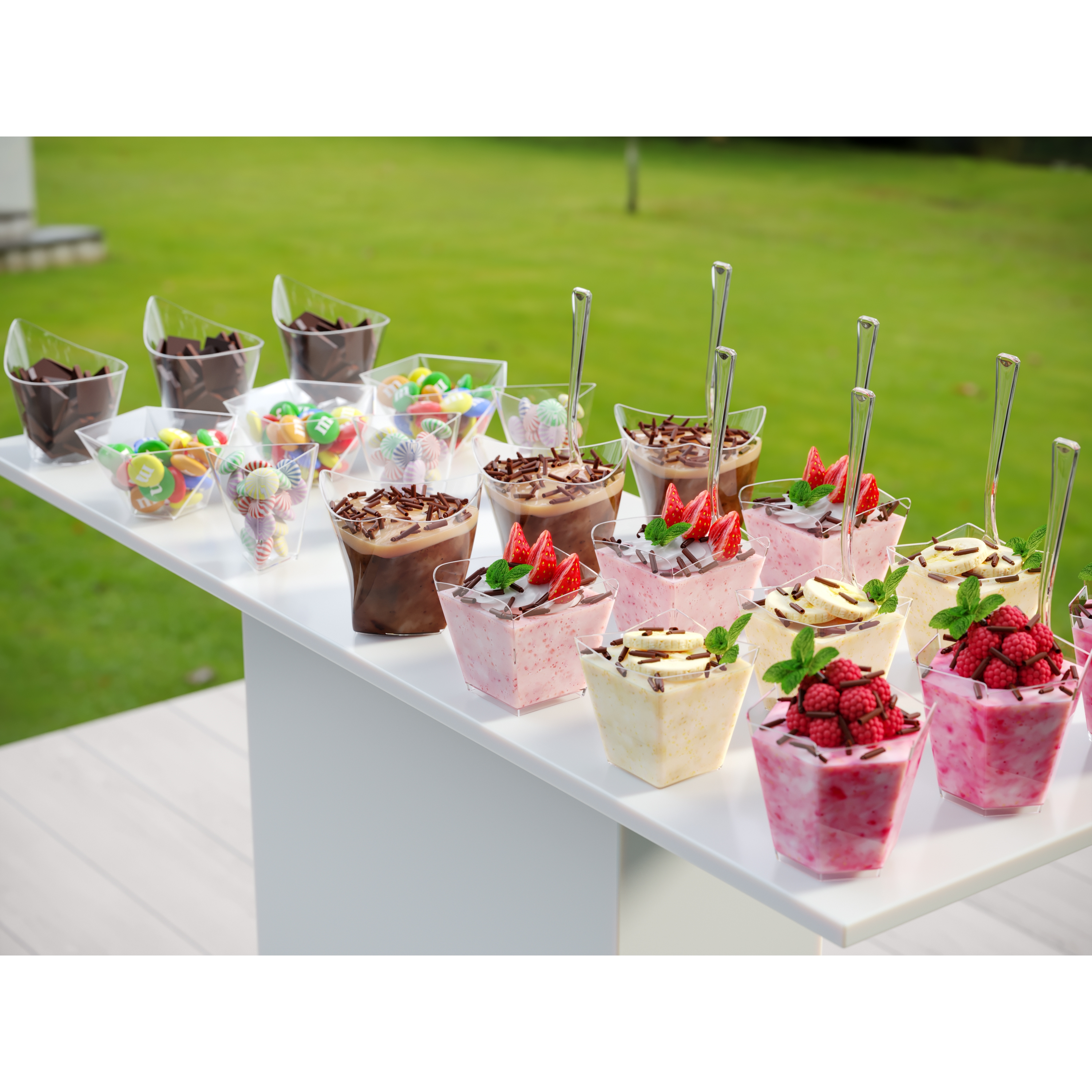 Crown Display Clear Plastic Curved Square Dessert Miniatures cups  - 24 count