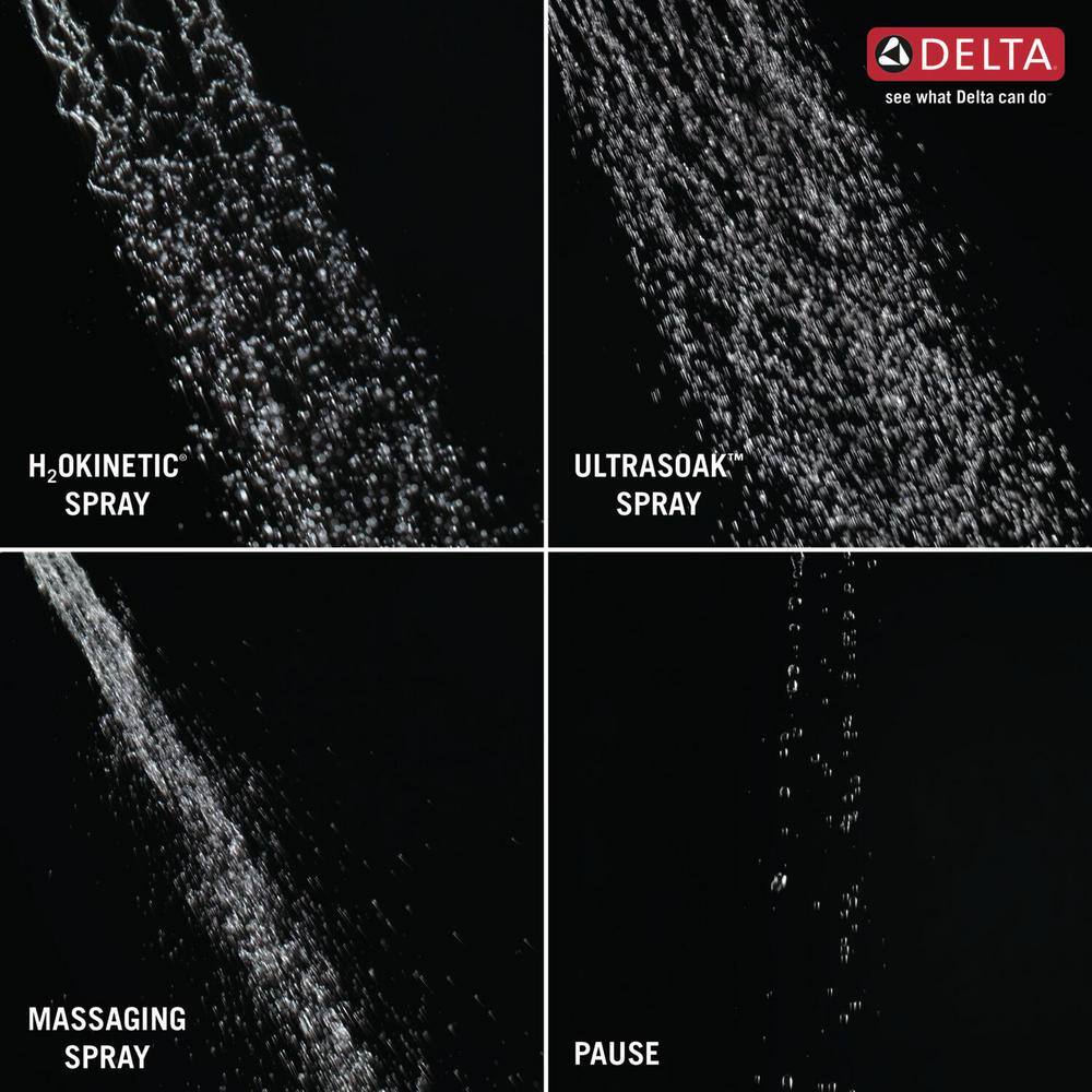 Delta 4-Spray Patterns 1.75 GPM 8.25 in. Wall Mount Fixed Shower Head with H2Okinetic in Matte Black 52487-BL