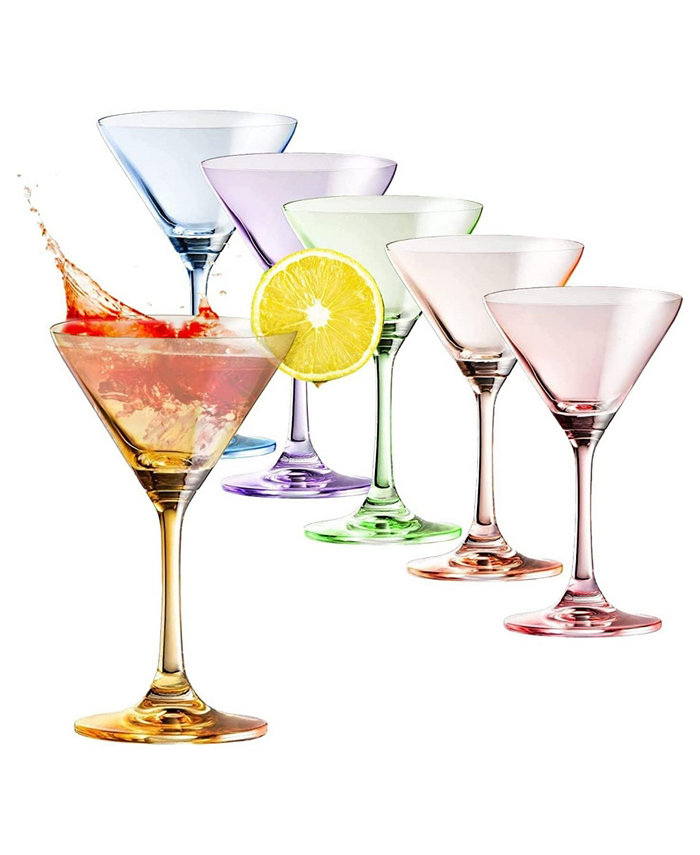 The Wine Savant Crystal Luxury Martini Glasses Set of 6