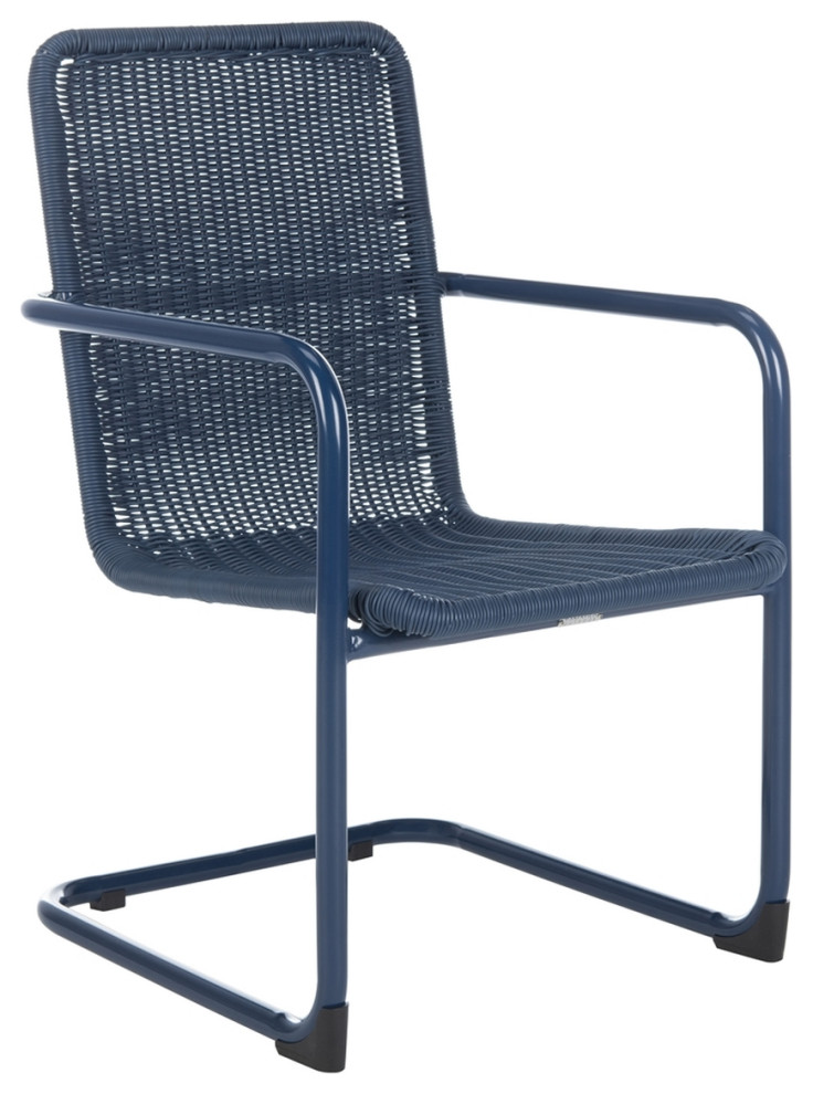 Safavieh Outdoor Hutton Chair Navy   Contemporary   Outdoor Dining Chairs   by Safavieh  Houzz