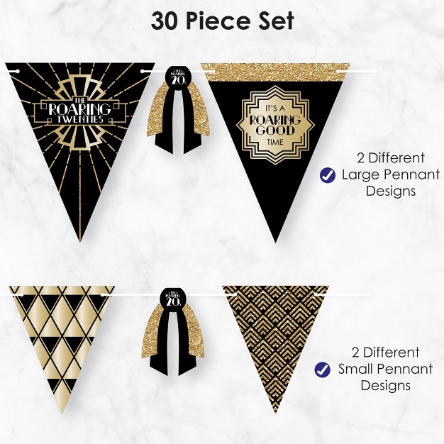 Big Dot Of Happiness Roaring 20 x27 s Diy 1920s Art Deco Jazz Party Pennant Garland Decoration Triangle Banner 30 Pieces