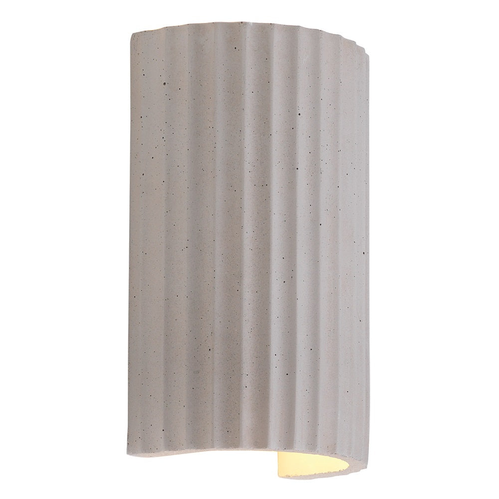 Oaks 8434 CO Nilak Concrete Grey Modern Up & Down Curved Ribbed Wall Light 18cm