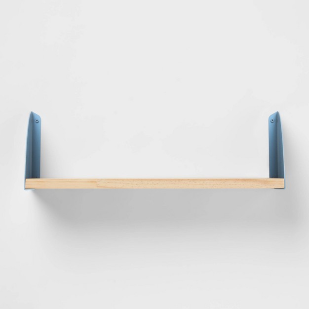 Wood Kids x27 Shelf With Metal Brackets Blue