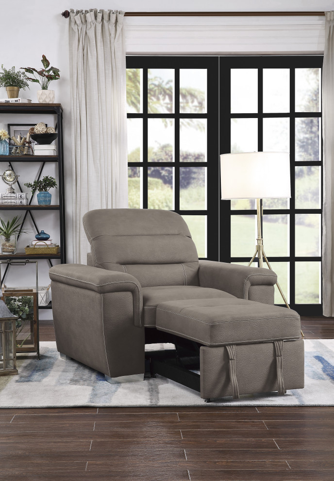 Brooks Accent Chair With Pull Out Ottoman   Contemporary   Armchairs And Accent Chairs   by Lexicon Home  Houzz