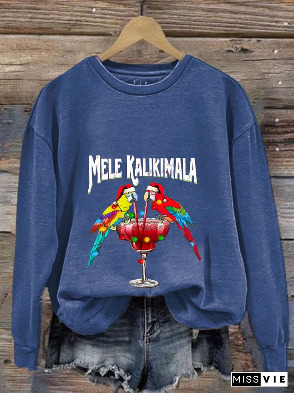 Women's Christmas Mele Kalikimaka Print Casual Sweatshirt