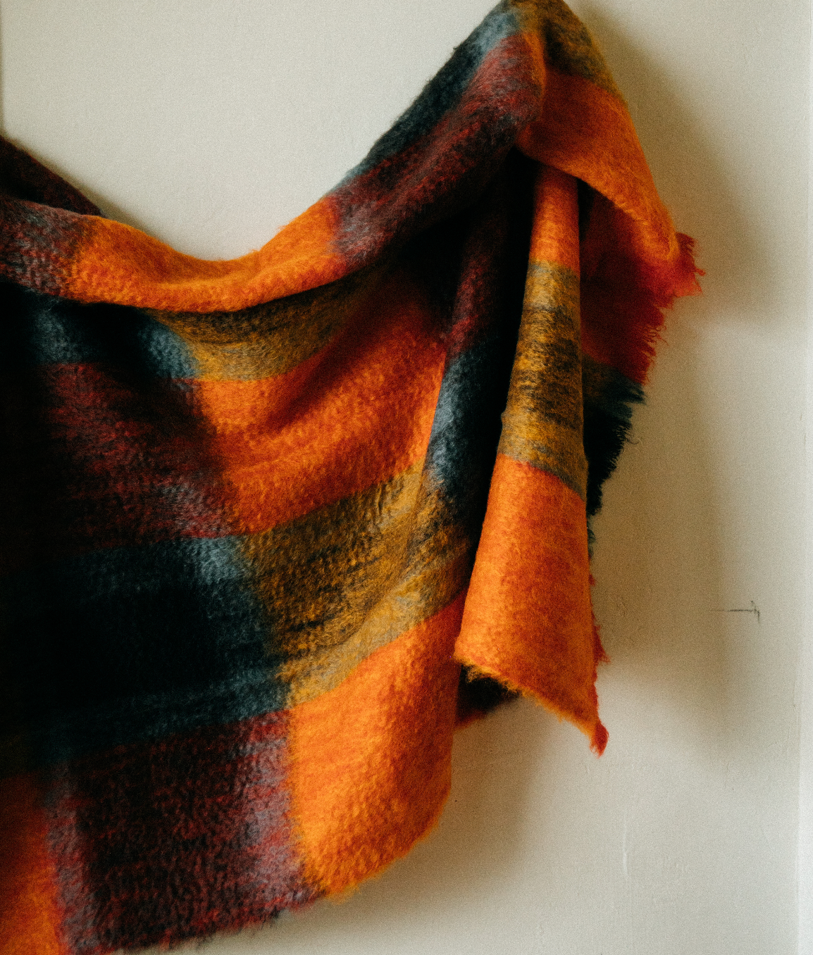 Mohair Throw in Vermillion Plaid