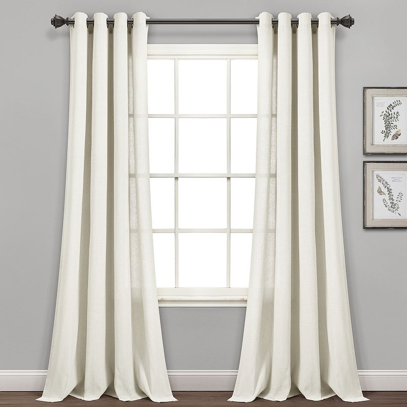 Lush Decor Faux Linen Grommet Window Curtain Set