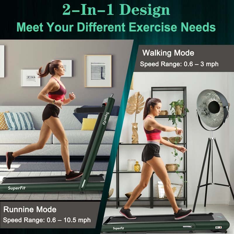 2 in 1 4.75HP Folding Treadmill, Under Desk Electric Treadmill, Portable Running Machine with APP Control, LED Touch Screen, Bluetooth Speaker