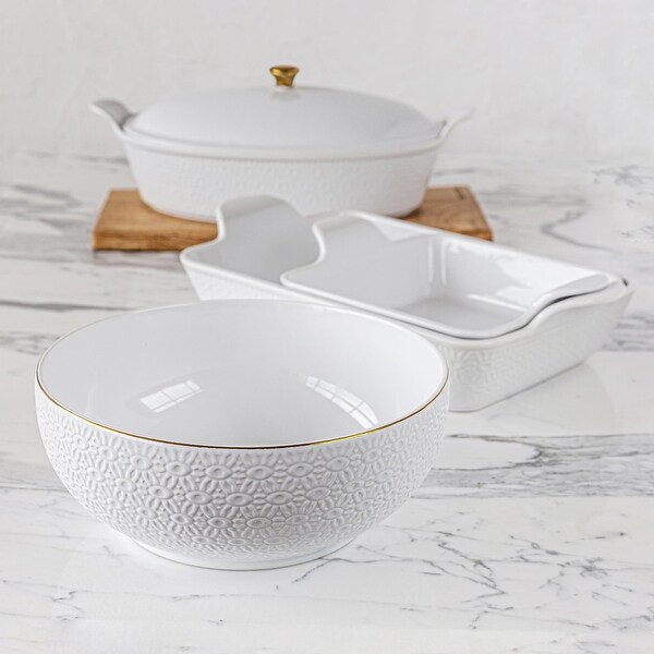 White Stoneware Serve Bowl