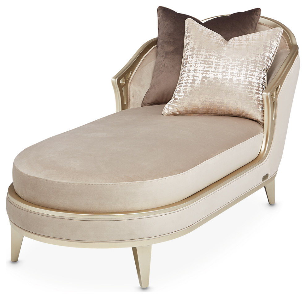 Villa Cherie Velvet Chaise   Porcini/Hazelnut   Contemporary   Indoor Chaise Lounge Chairs   by Michael Amini  Houzz