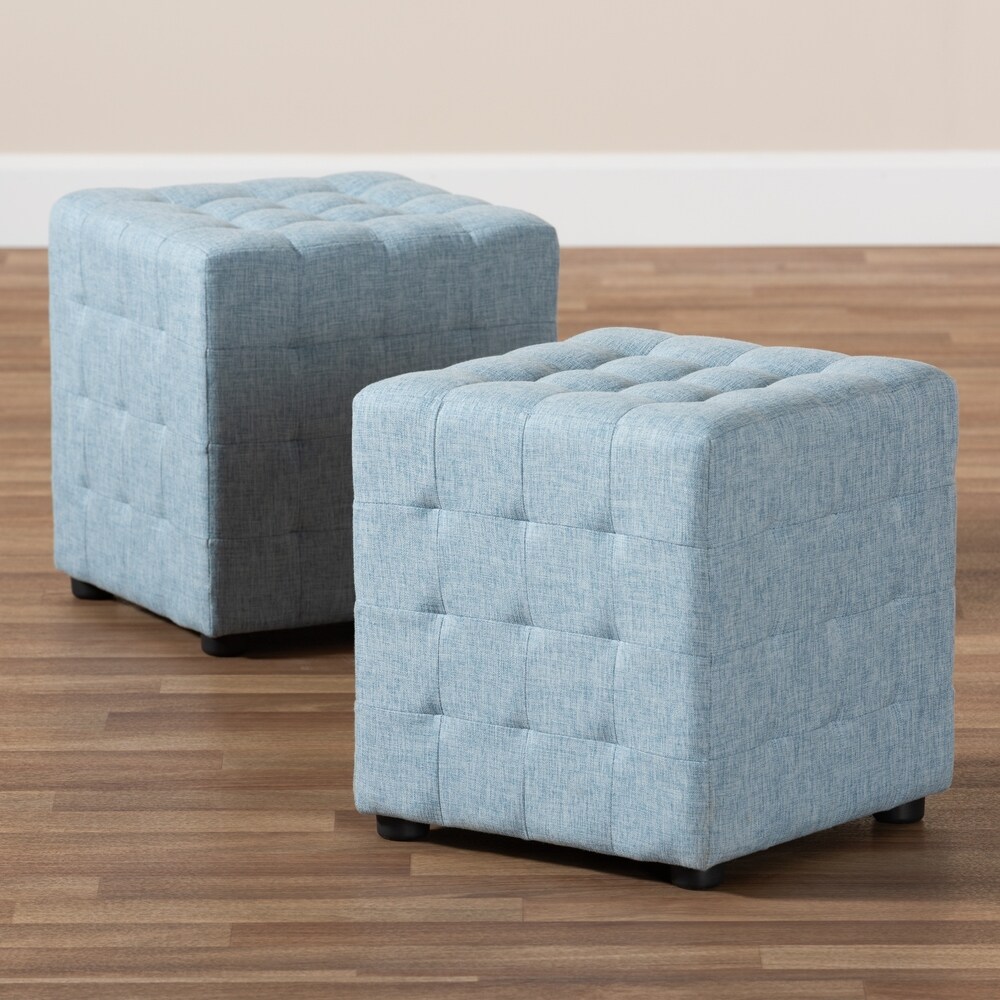 Contemporary Fabric 2 Piece Ottoman Set