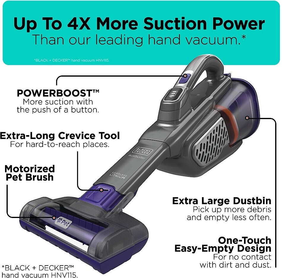 Black+Decker Dustbuster AdvancedClean+ Pet Cordless Hand Vacuum Cleaner