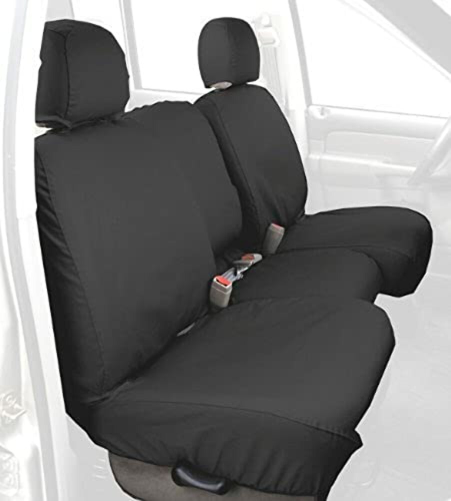 Covercraft Custom-Fit Rear-Second Seat Bench SeatSaver Seat Covers - Polycotton Fabric， Charcoal Black