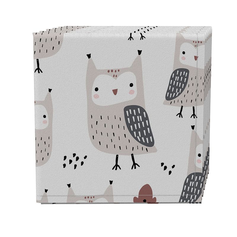 Napkin Set of 4， 100% Cotton， 20x20， Woodland Owls