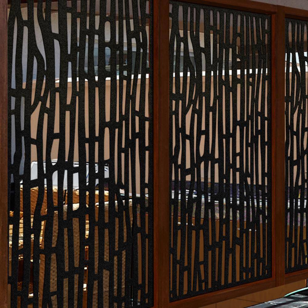 DESIGN VU Bali 6 ft. x 3 ft. Charcoal Recycled Polymer Decorative Screen Panel Wall Decor and Privacy Panel DVU3602C