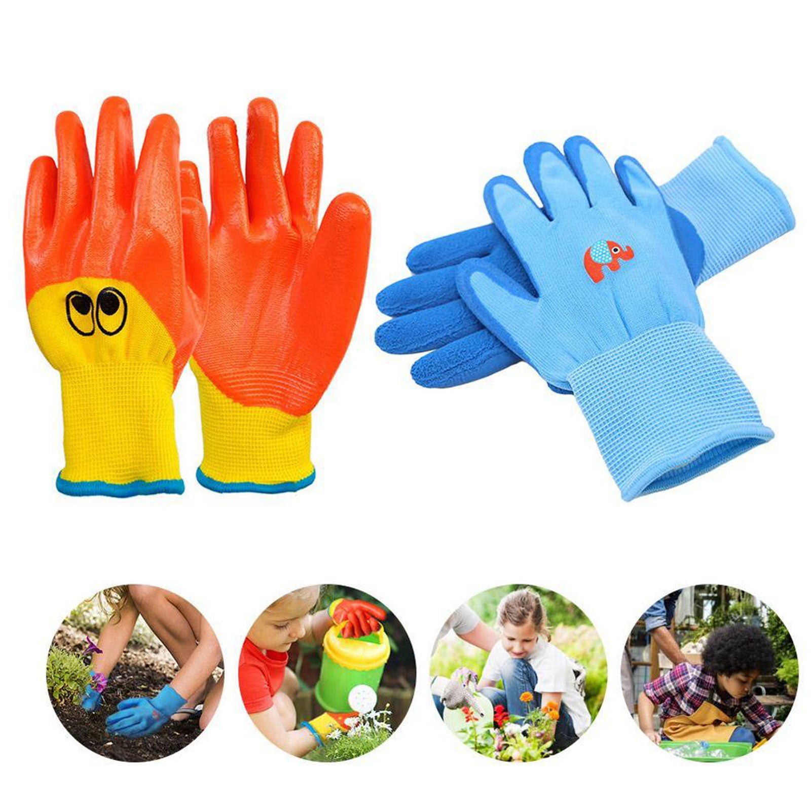 Binwwede Breathable Children Gardening Gloves, Toddlers Household Cartoon Animal Oil Resistant Non-Slip Anti-stab Handwork Gloves Mhxx