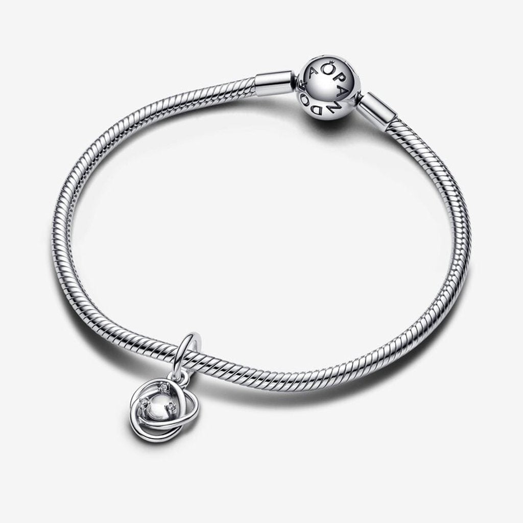 PANDORA  April Clear Eternity Circle Dangle Charm - Sterling Silver