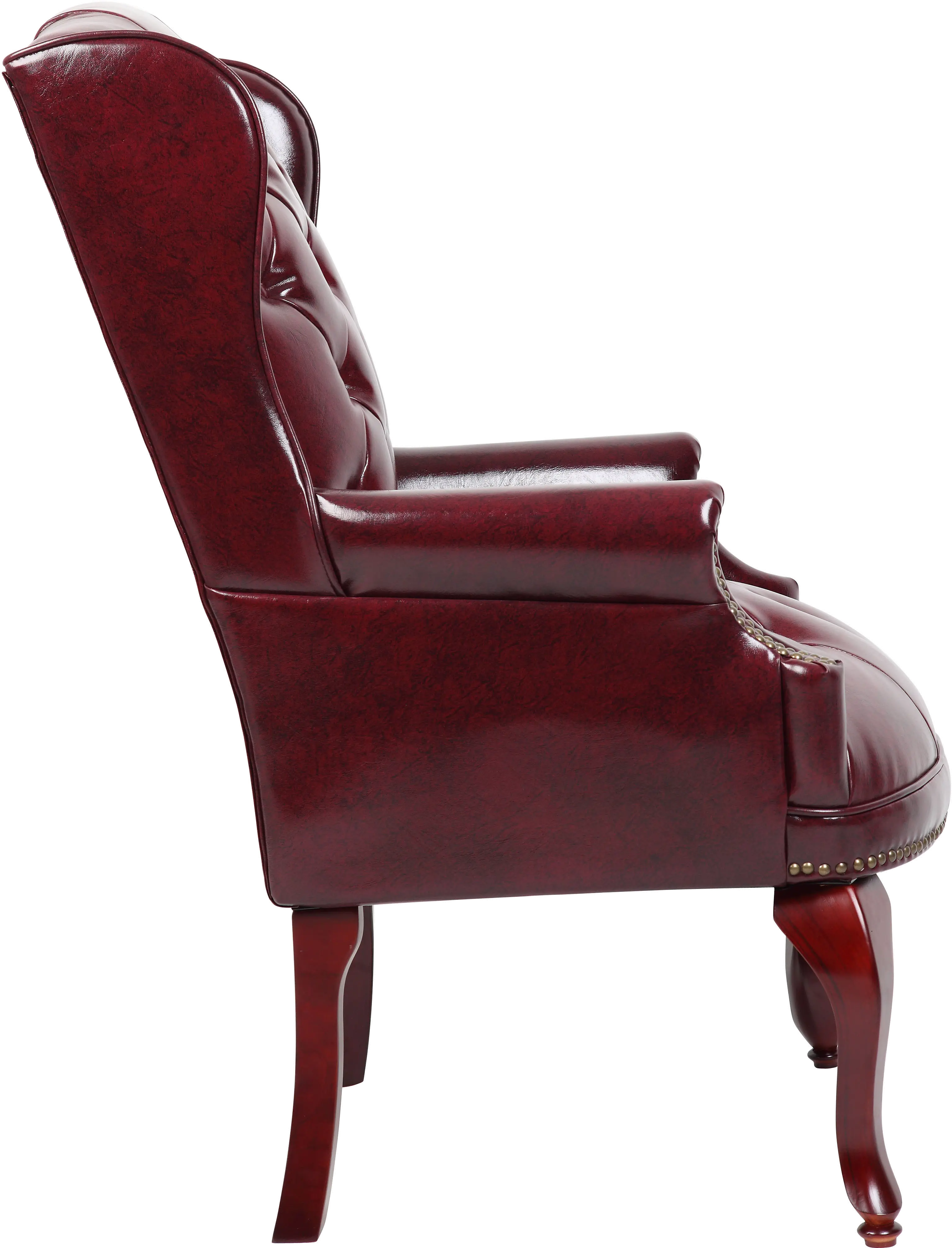 Boss Burgundy Wingback Guest Chair