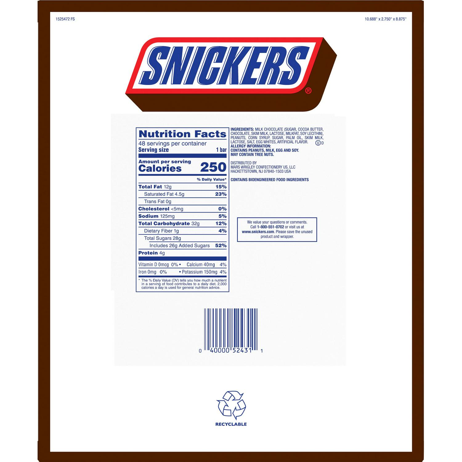 Snickers Full Size Bulk Chocolate Candy Bars 8211 186 oz Bar 8211 48 ct Box  Crowdfused