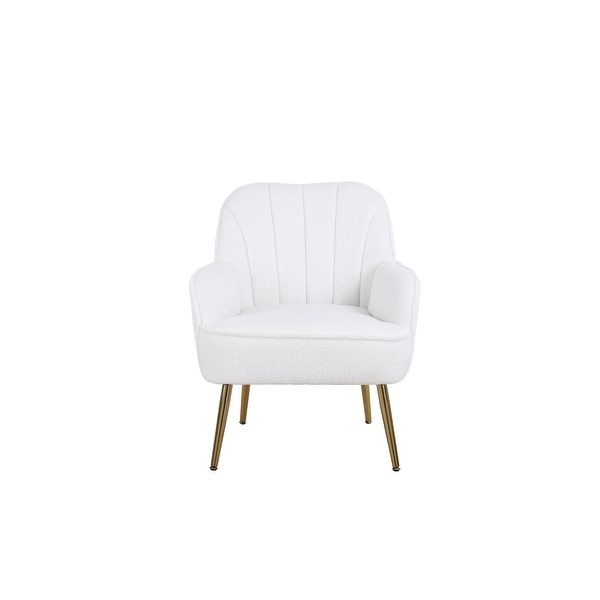 Modern Soft Teddy Fabric Ergonomics Accent Chair Livingroom Chair Arm Chairs With Gold Legs and Adjustable Legs for Indoor Home